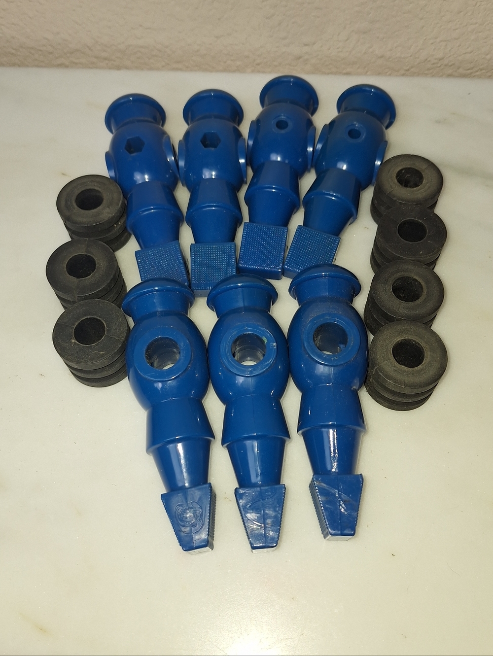 Foosball Men (7) Blue Used Dynamo With Bumpers  5/8” Hole